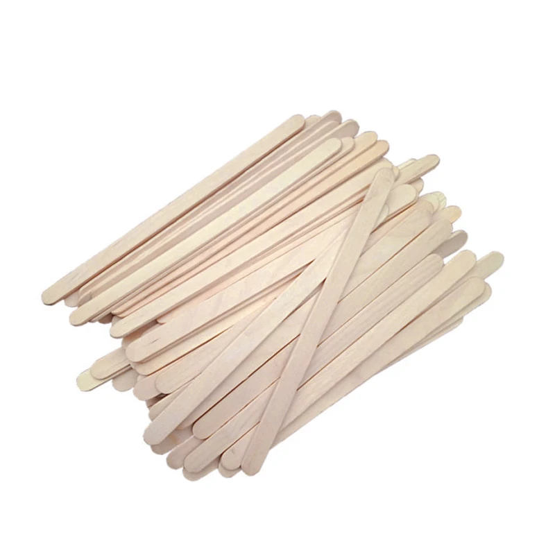 50pcs Disposable Tongue Depressors Lengthen Wooden Hair Removal Tattoo Waxing Stick Tongue For Beauty Tools 150mm*10mm*2mm