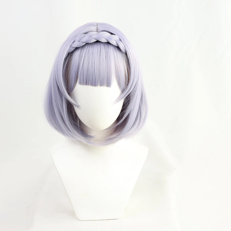 Genshin Impact Noelle Light Purple Short Role Play Cosplay Heat Resistant Synthetic Hair Halloween Carnival Party + Free Wig Cap