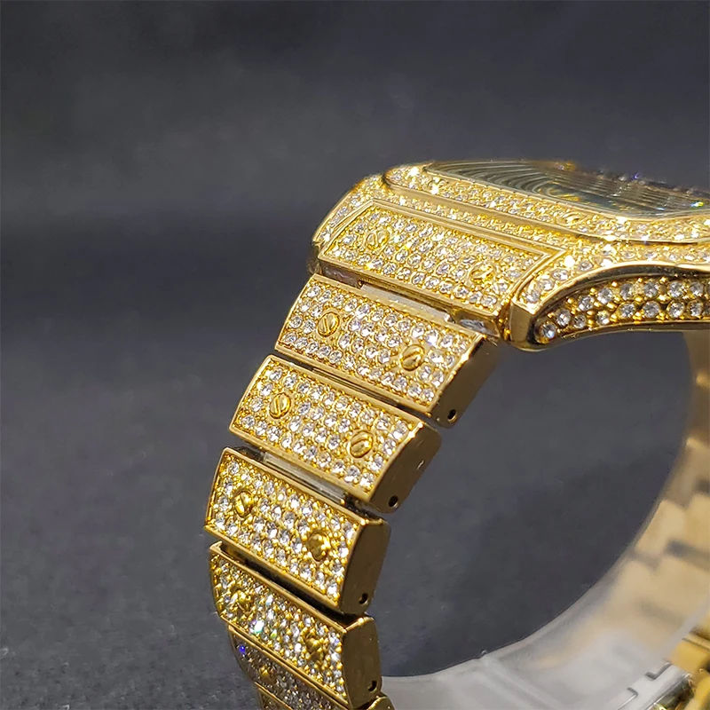 MISSFOX Gold Watch Men Fashion Luxury Design Royal Blue Dial Couple Square Watches Hip Hop High Quality Timepieces Dropshipping