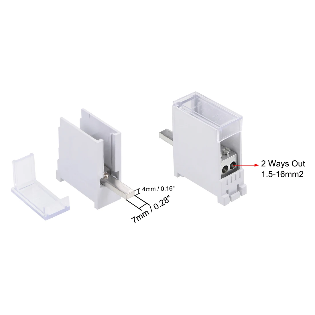 uxcell 1 Inlet 2/3/4/6 Outlet Wire Terminal Strip Blocks DIN Rail Distribution Block for Circuit Breaker and Gate Motors