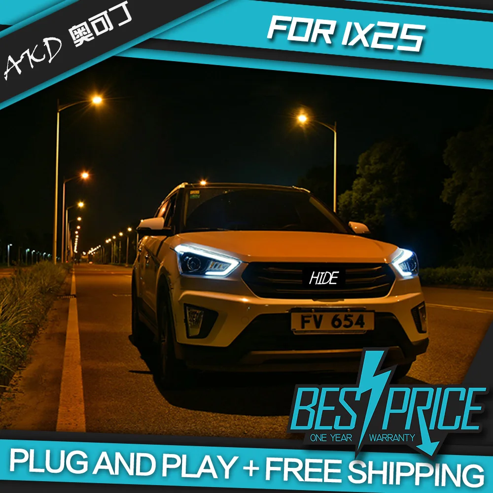 AKD Cars Styling Headlight For Hyundai ix25 Creta 2015 Headlights LED Running lights Bi-Xenon Beam Fog lights angel eyes Auto