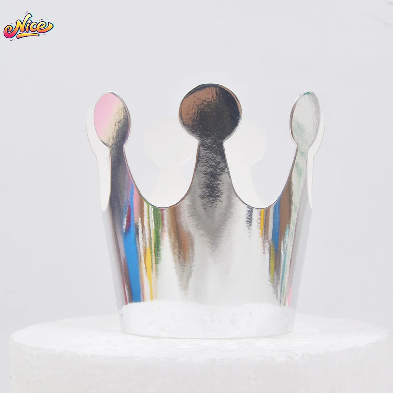 10pcs/Lot Gold Silver Gold Plated Crown Hat Cupcake Toppers Cake Decoration Party Supplies Birthday Wedding Baby Shower Birthday