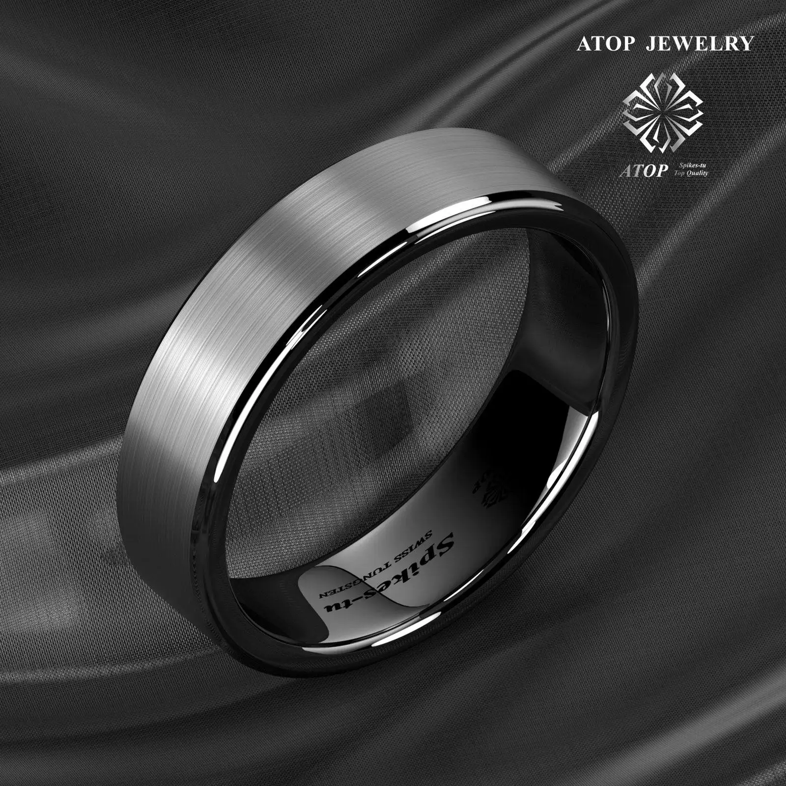 6mm Black Brushed Titanium Color Tungsten ring Men\'s Wedding Band Ring Free Shipping