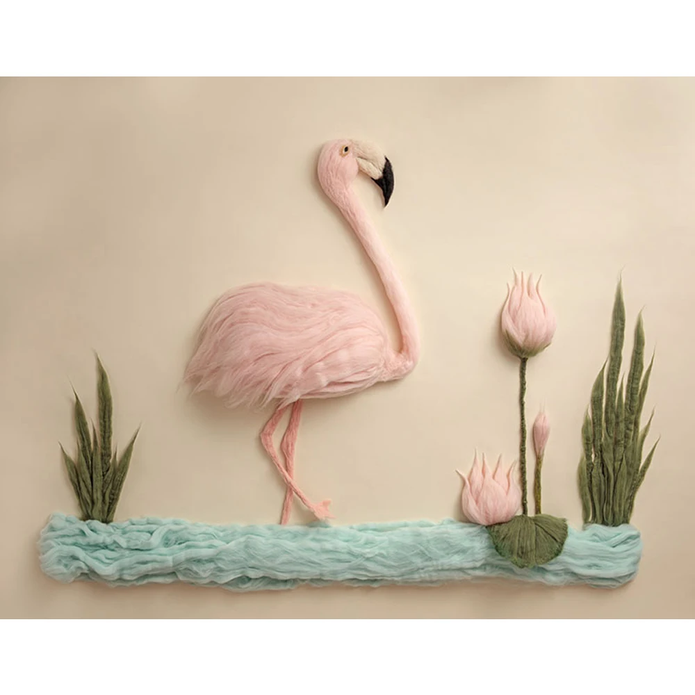 Pink Flamingo Backdrop for Newborn Photography Printed Lotus Green Leaves Baby Kids Birthday Photo Studio Decoration Background