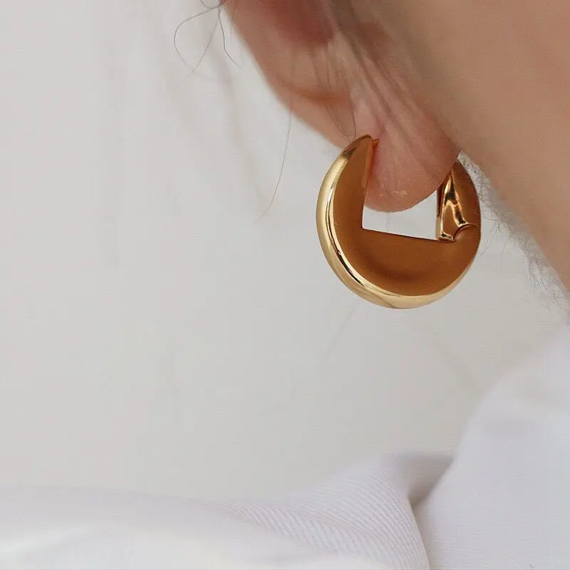 

Round Hoop Earrings Gold Plated Small Hoops for Women Girls Minimalist High Polished Jewelry