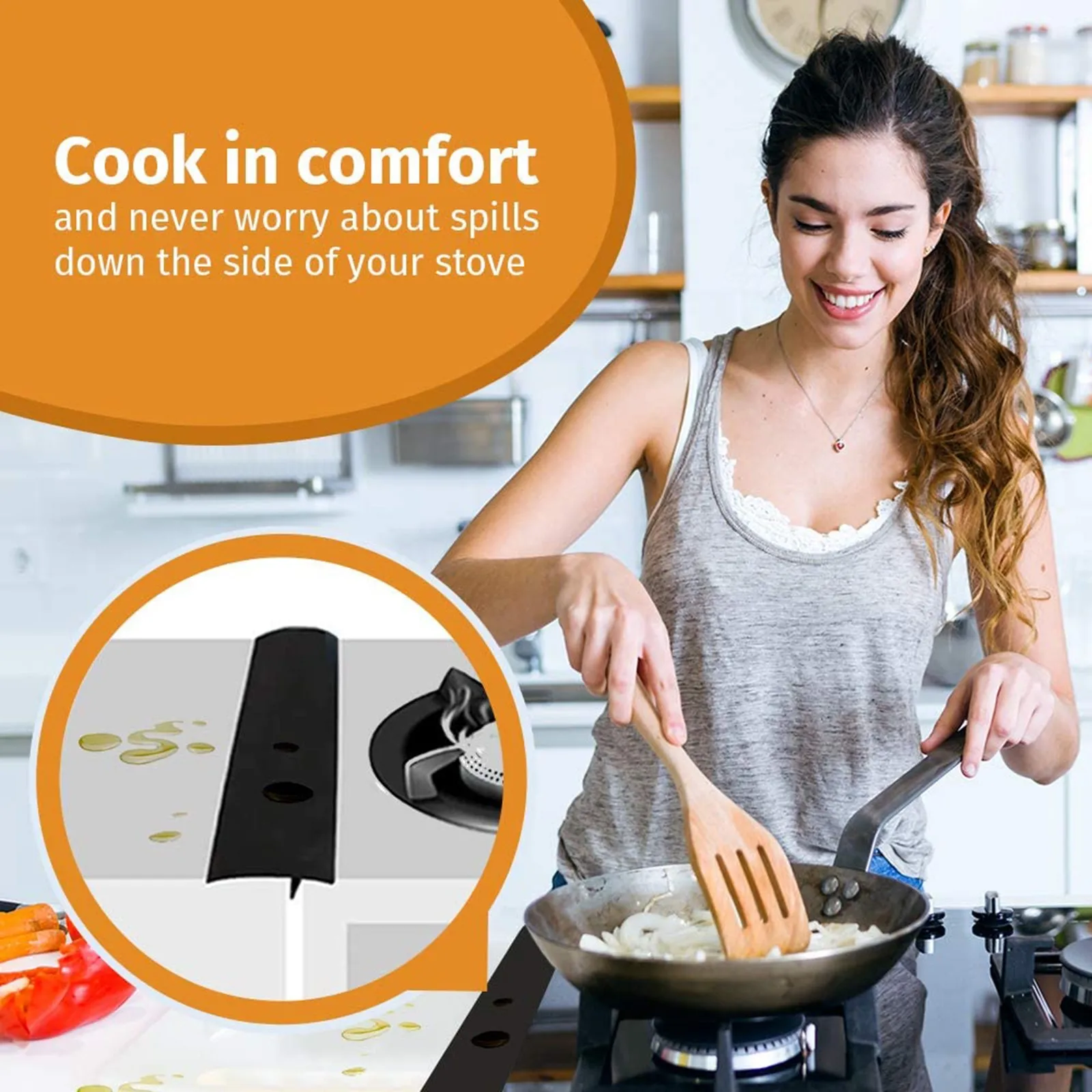 Kitchen Oil-proof Silicone Sealing Stove Counter Gap Cover Heat Resistant Seal Easy To Clean Spills Between Counter 21 Inches