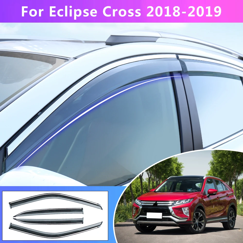 

For Mitsubishi Eclipse Cross 2018 2019 Smoke Car Window Visor Sun Rain Guard Wind Deflectors 4PC