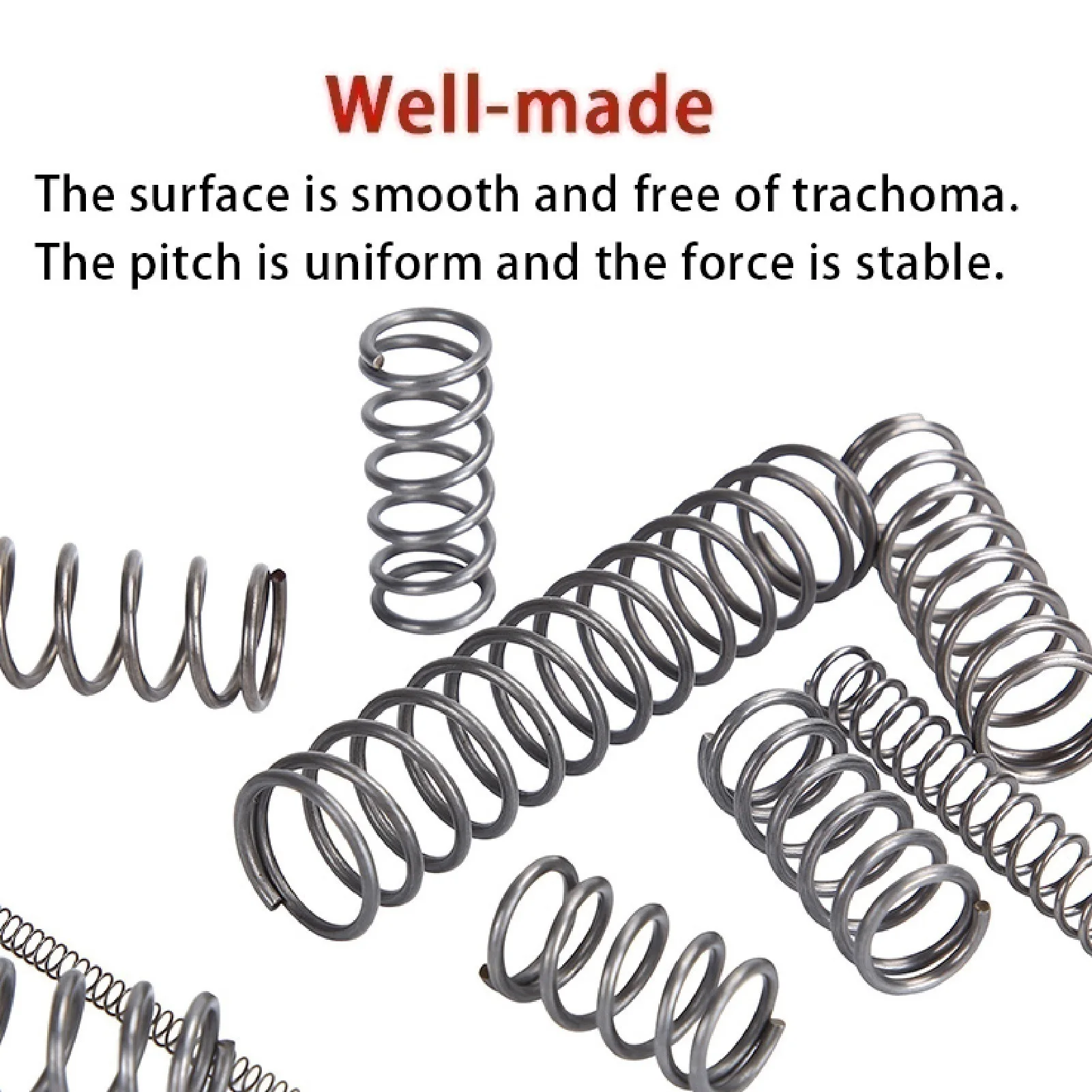 5PCS, Compressed Springs, 3mm Wire Diameter x 26mm Outer Diameter x (20-100)mm Free Length, Spring Steel Compressed Springs