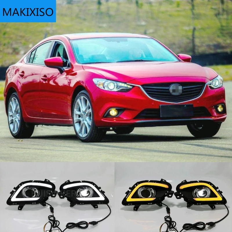

Turning Signal & Dimming style relay 12V LED car DRL daytime running lights with fog lamp hole for Mazda 6 Atenza 2014-2016