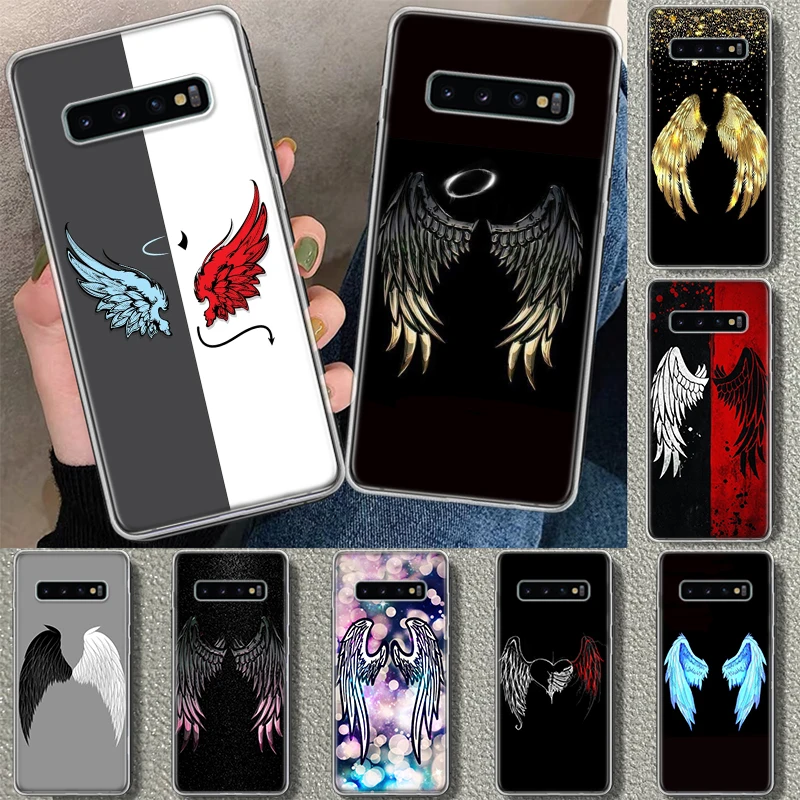 Angel Wings Demon Wing Phone Case Cover for Samsung Galaxy S20 S21 FE S22 S23 S24 Ultra S10 S10E S9 S8 Plus + Art Gift Coque