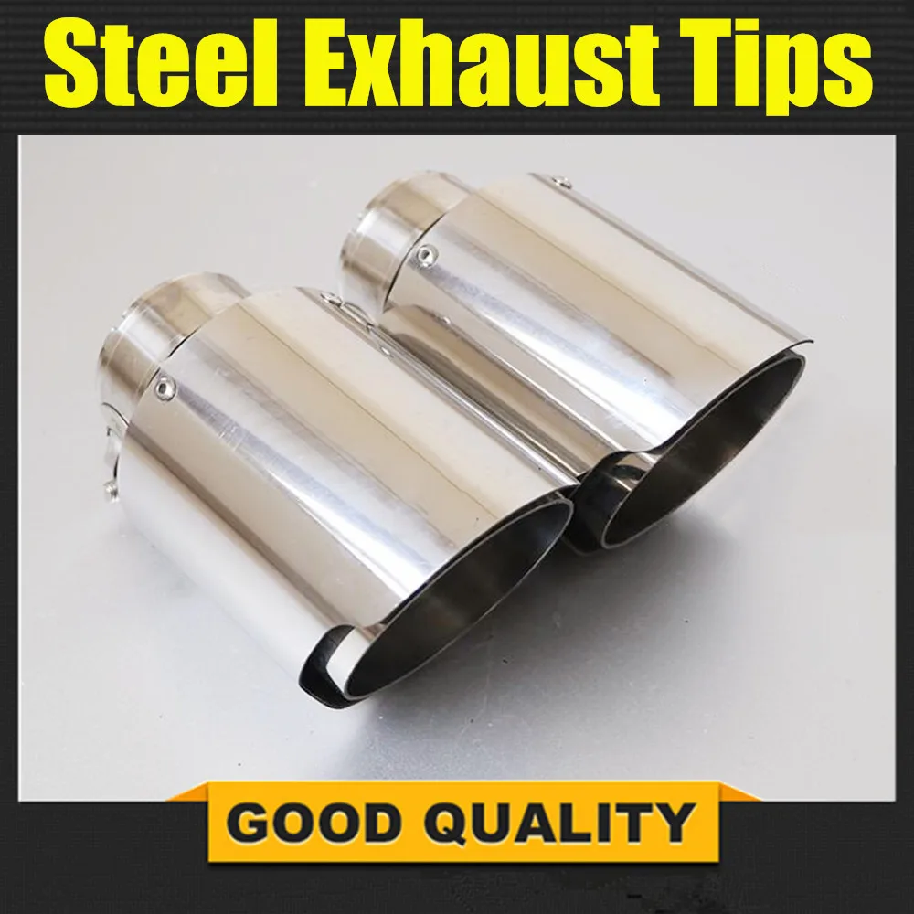 1 Piece Car Stainless Steel Muffler Tip Exhaust System Universal Straight Silver Decoration Exhaust Pipe Mufflers