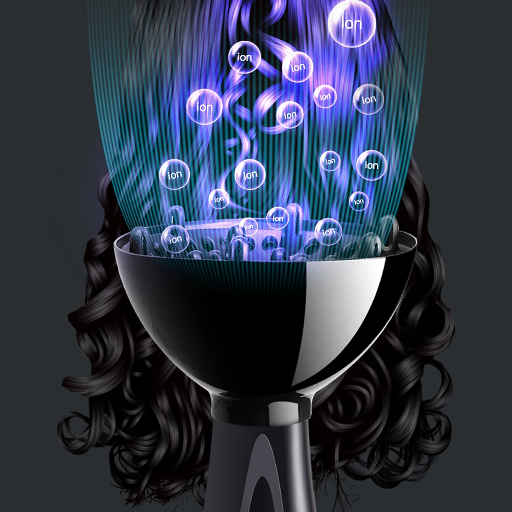 Фен для волос с отрицательными ионами и насадками, 2020