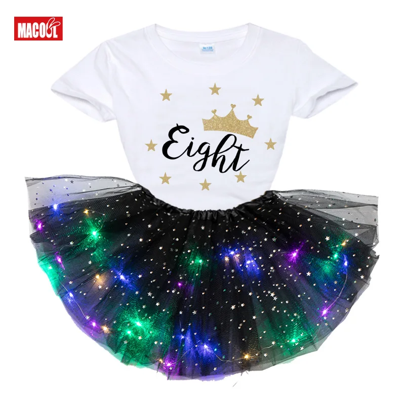 

Girls Clothing Set New Summer Fashion Style Cartoon Printed T-Shirts+tutu Dress Set Girls Short Skirts Dress Outfit Clothes Sets