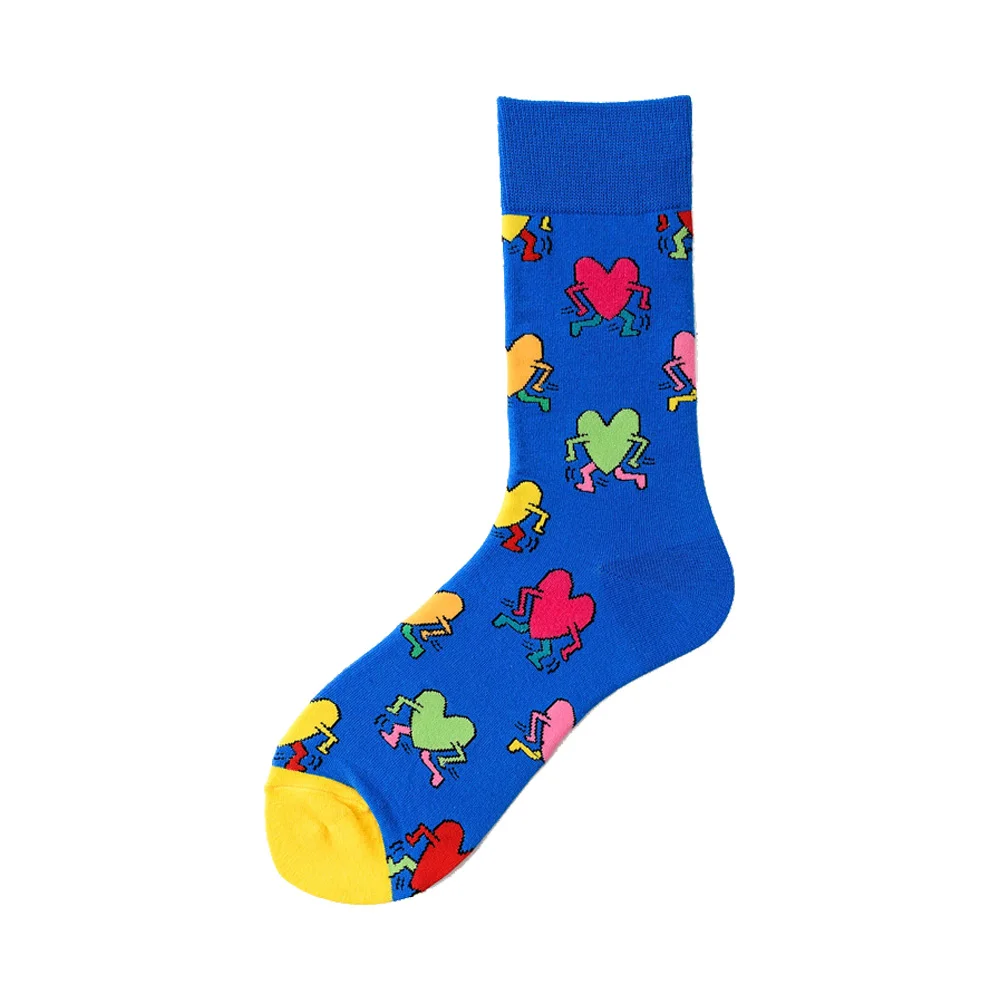 Novelty Happy Funny Men Graphic Socks Wholesale Combed Cotton Omelette Frog Crazy Burger Salmon Corn Avocado Bird Christmas Gift