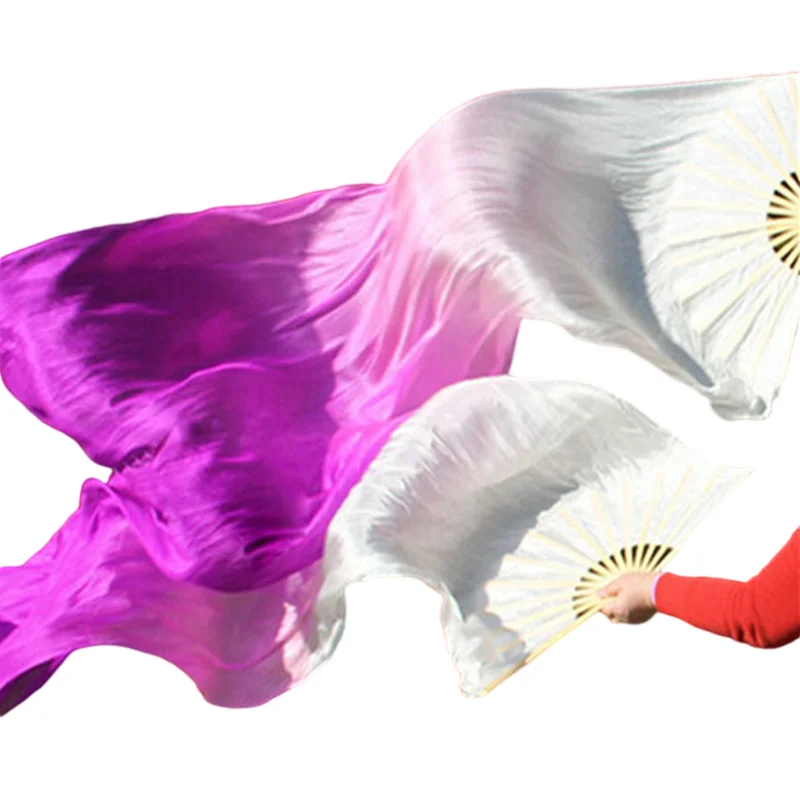 1.5mx0.9m Light Belly Dance Silk Fan Veil Pastel Color Bamboo Long Fans Chinese Yangko Party Stage Performce Show Props Adults