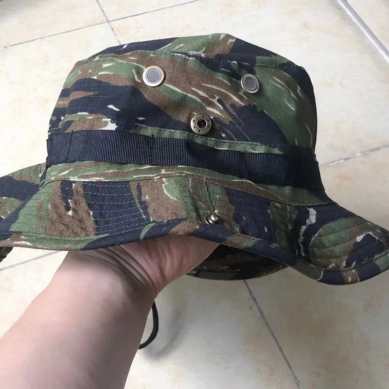 NEW Outdoor Sports Round Brim Hat Tactical Jungle Tiger Spot A-TACS Desert Digital MCAD Camouflage Color Sunscreen Hat