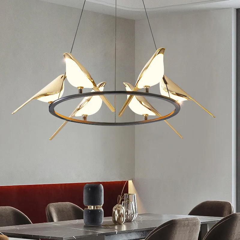 

Modern LED Pendant Lights Rotatable Gold Magpie Bird Dining Room Foyer Hotel Room Hanging Light Fixtures Home Decoration Lamp