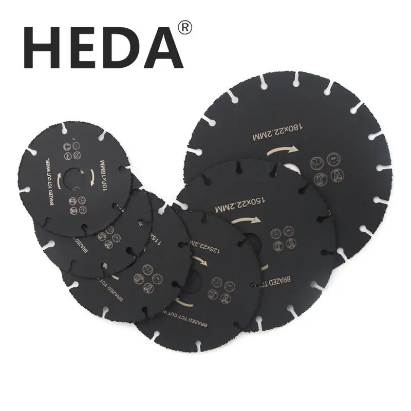 HEDA 100mm/105mm/115mm/125mm/150mm /180mm vacuum brazed carbide circular saw blades for wood cutting discs