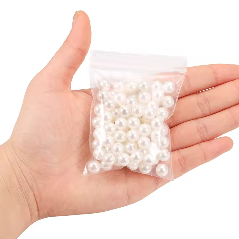 10-1000pcs/lot 3-20mm Straight Holes Acrylic Imitation Pearl Beige Bracelet Round Beads For DIY Craft Jewelry Making Supplies - Image 3