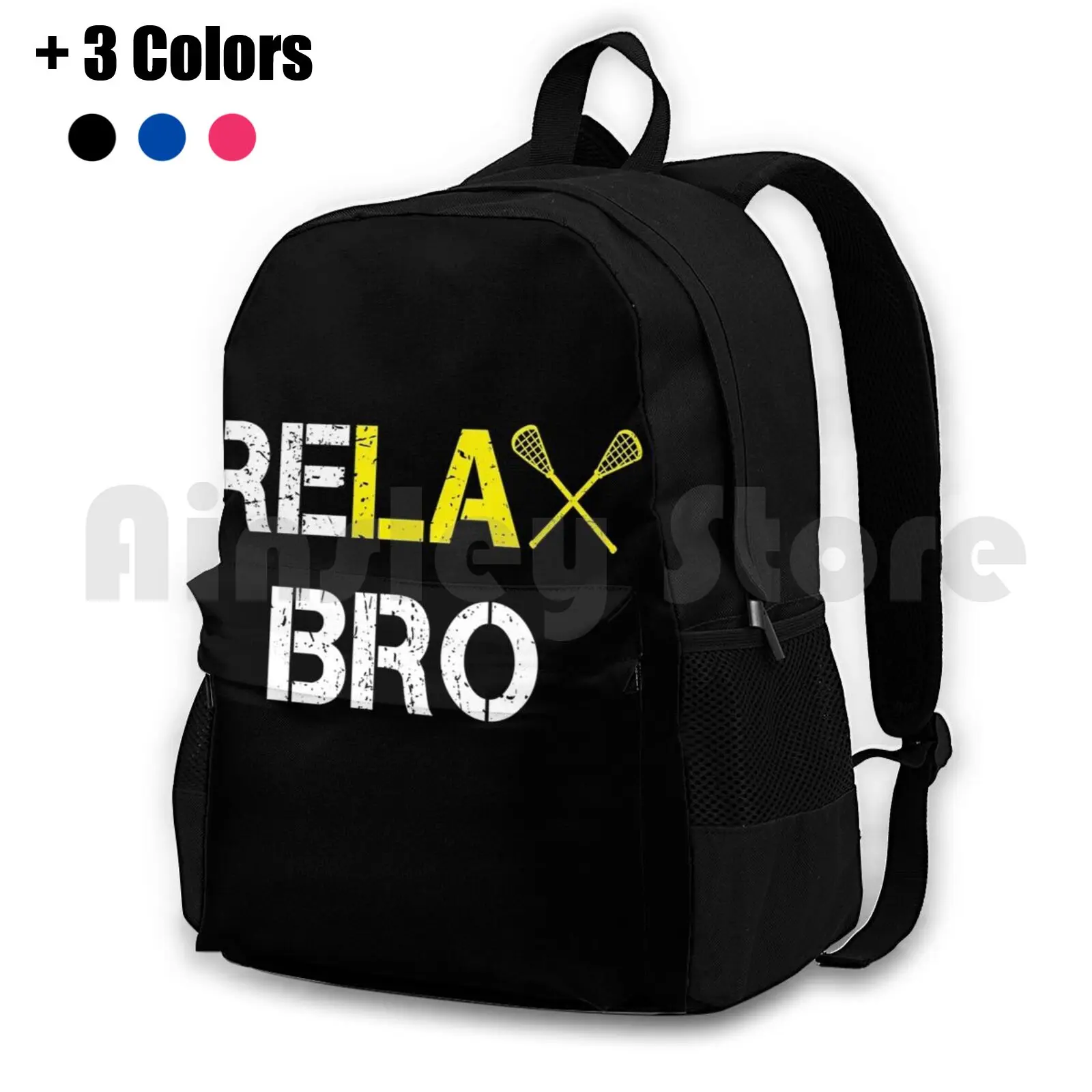 Relax Bro Funny Outdoor Hiking Backpack Waterproof Camping Travel Lax Sports Athletes Athletic Athlete Sport Relax Bro