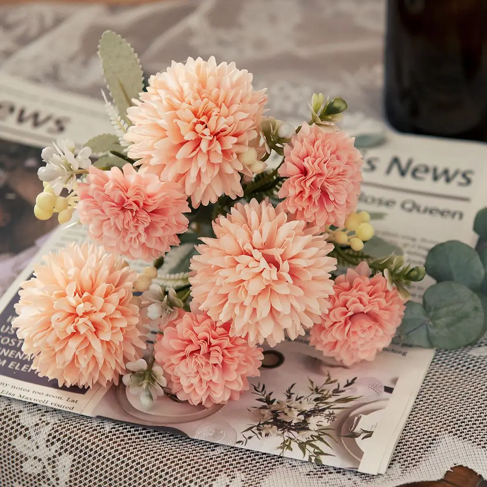 Artificial Dandelion Bunch Flowers, Fake Flowers, Wedding Bouquet, Home Decoration Accessories, Simulation, 7 Heads