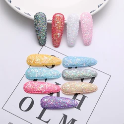 40 pz/lotto 5.5cm glitter clip di capelli copertura Appliques per BB Clip di capelli accessori fai da te Kid patch