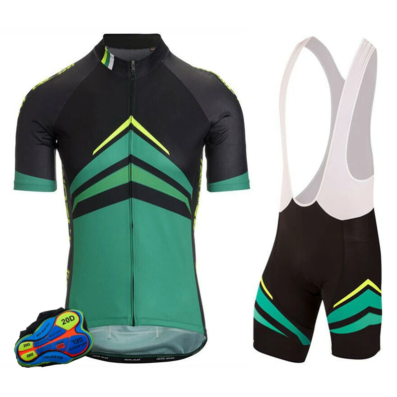 Quick-Drying Short Sleeve Cycling Suit Full Zipper Top and Bottom Bib Shorts Kit  Bike Jersey Set Cycling Clothing With Pocket