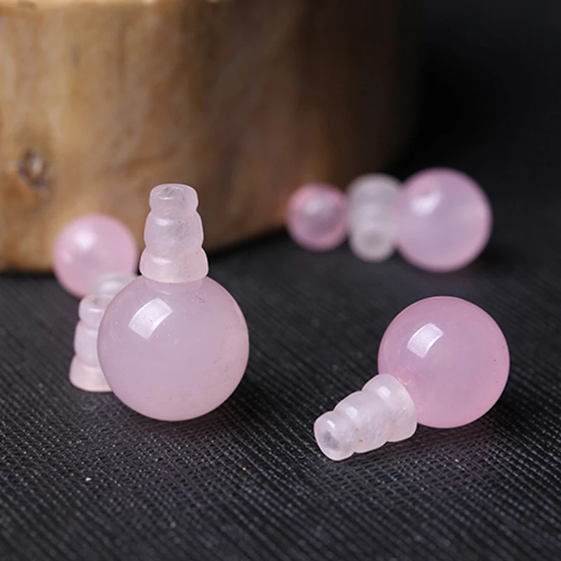 4A Natural Pink Chalcedony T-Junction Buddha Head Quartz Crystal Single Bead DIY Jewelry Making