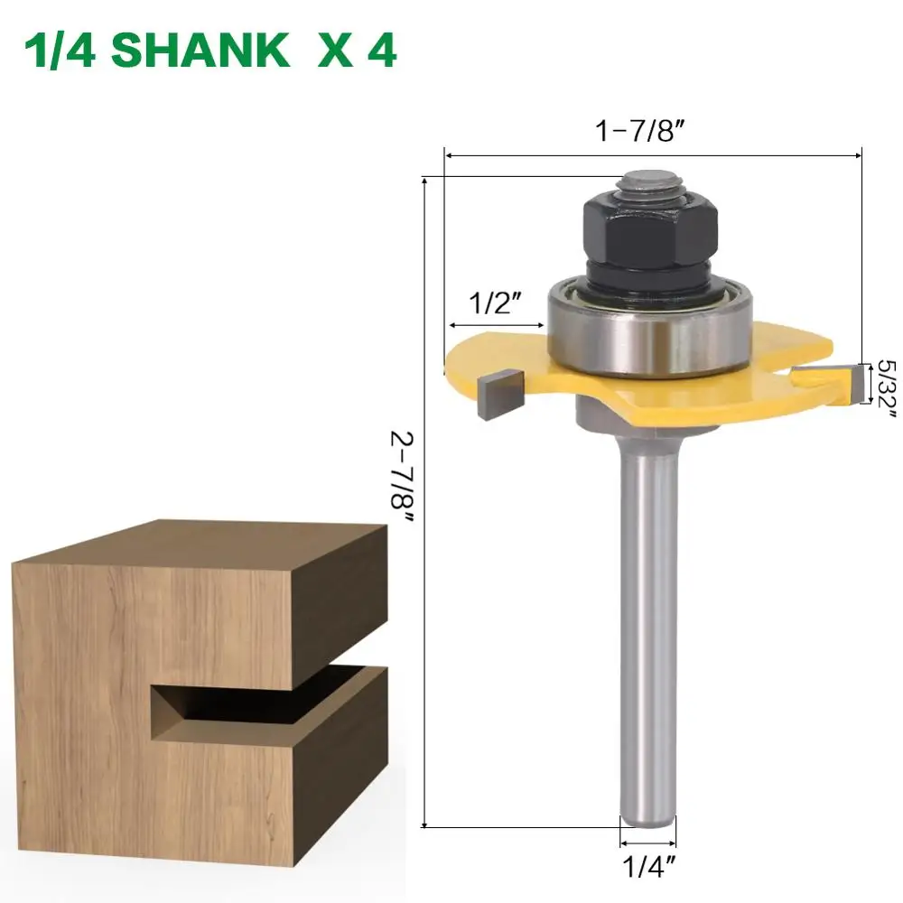 1pc 8mm 1/4″ 6mm 1/2″ 12mm shank Groove Joint Assembly Router Bit Set 3/4\