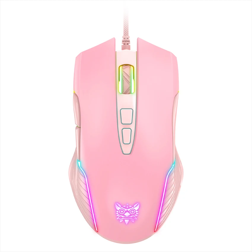 ONIKUMA-ratón con cable USB para juegos, Mouse ajustable de 6400 DPI, RGB luminoso, con 7 botones y luz LED de respiración, adecuado para jugadores