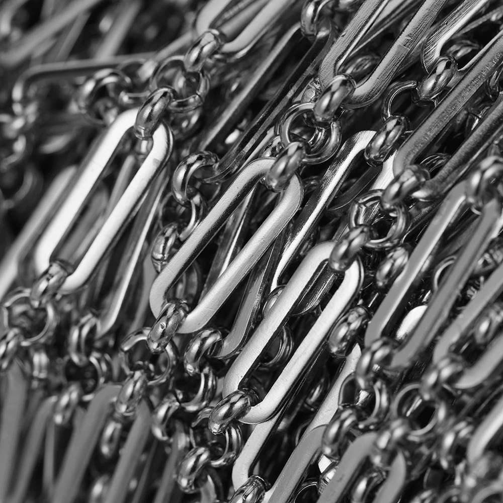 1 Meter goldfarbene Edelstahl-Flachkabel-Roloketten für DIY-Schmuckherstellung, Großhandel in großen Mengen für die Herstellung von Halsketten – Detail 4