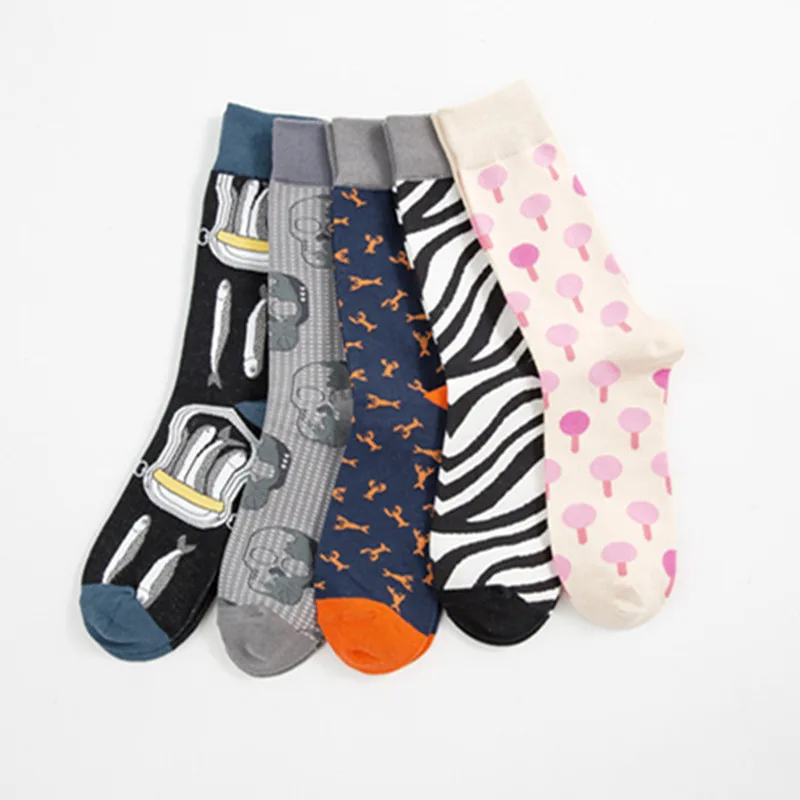 5 pairs of socks autumn and winter new colorful trendy socks socks happy casual medium and high cotton socks factory wholesale