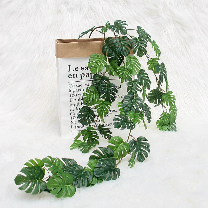 Artificial Plants Turtle Leaf Rattan Pine Needle Hanger Green Leaves Home Wedding Garden Decorative Fake Vine