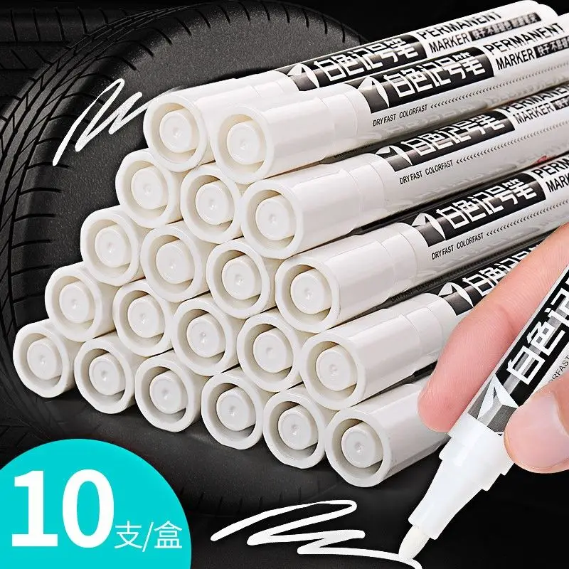 5pcs White Marker pen Oily Paint Permanent for Metal Leather Fabric Metallic Markers Pens Student Craftwork art supplies