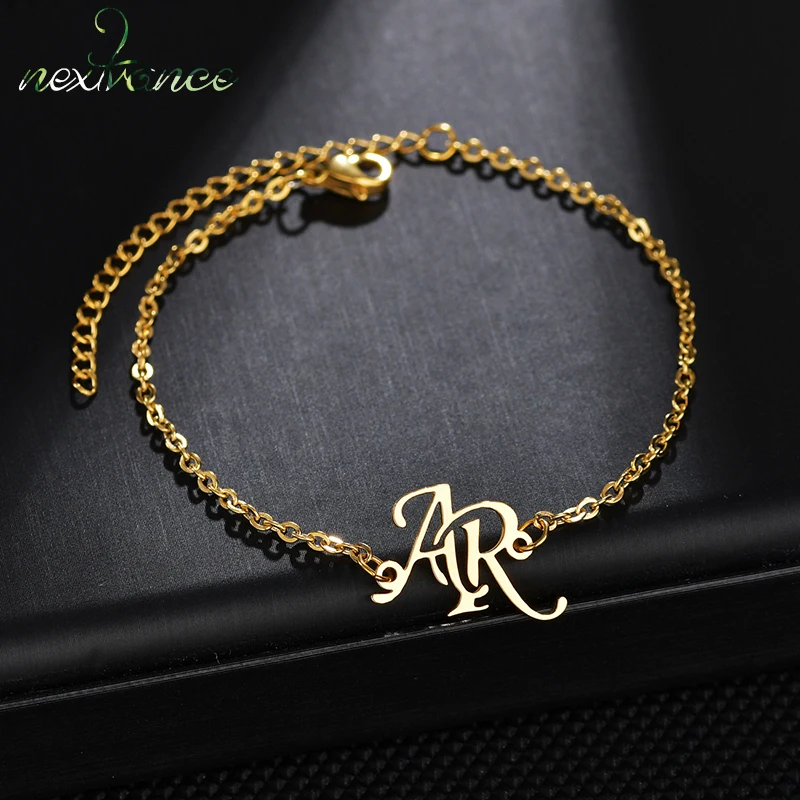 Nextvance Fashion Personalized Stainless Steel Customize Name Bracelet Necklace Anklet for Women Men Set Chain Creativity Gift