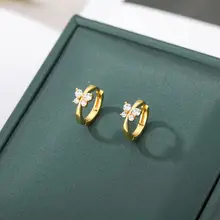 Zircon Butterfly Hoop Earrings #3