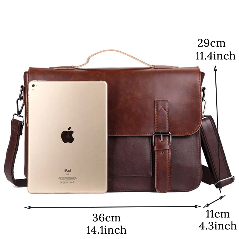 Imagem -03 - Bolsa de Mão de Couro Crazy Horse Masculina Bolsa de Laptop Casual de Ombro para Homens