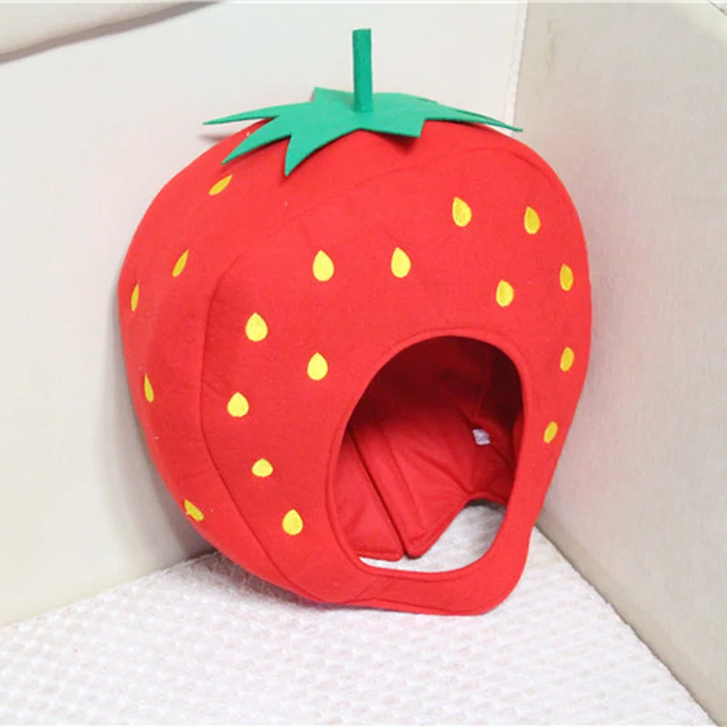 Ins Cute Fashion Simple Strawberry Headgear Girl Heart Funny Skin-friendly Comfortable Fruit Hat Annual Party Performance Props