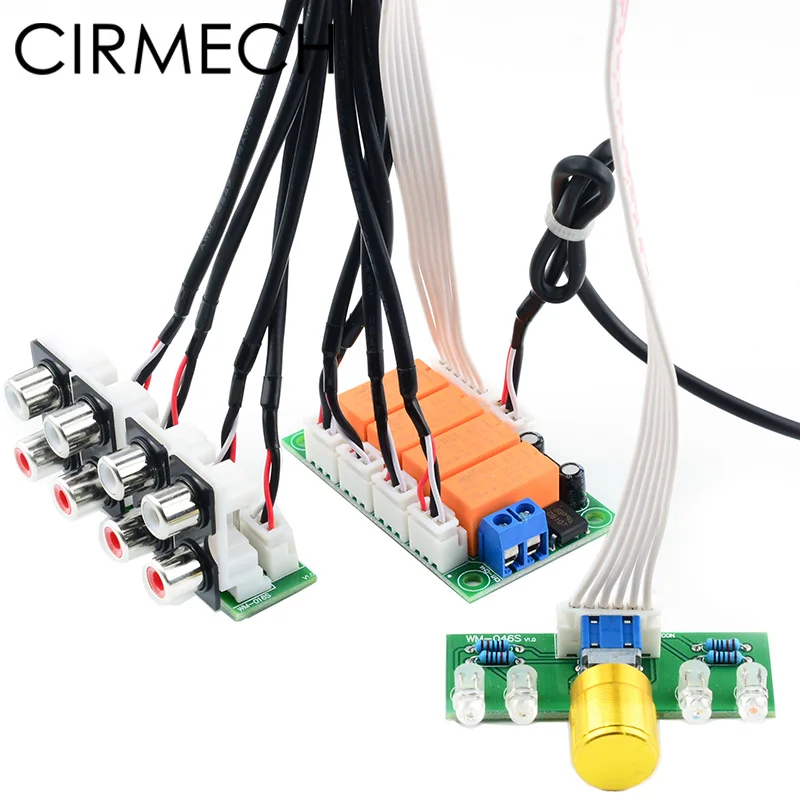 CIRMECH Relay 4-way Audio Input Signal Selector Switching  RCA Audio Input Selection Board of Rotary switching for Amplifiers