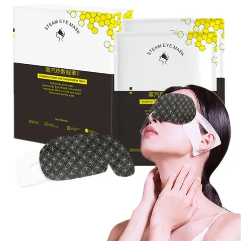 Graphene 스팀 아이 마스크 10 팩 건조 가열 슬리핑 피로한 다크 서클 일회용 여행 스파 무취 치료 선물