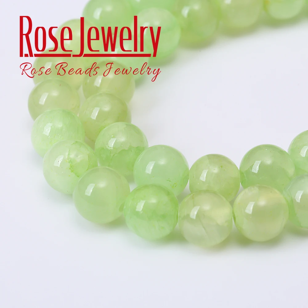 Natural Stone Flower Green Jades Beads Round Loose Beads For Jewelry Making DIY Bracelets Necklace 15\'\' Strand 4/6/8/10/12 mm
