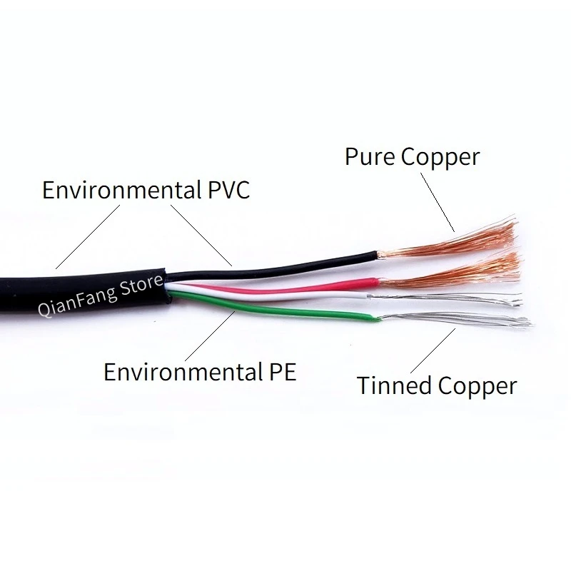 Fast Charging Wire DIY Repair Connector Data Transmission 3A  Android Micro iPhone Type C 4Cores Quick Charge USB Keyboard Cable