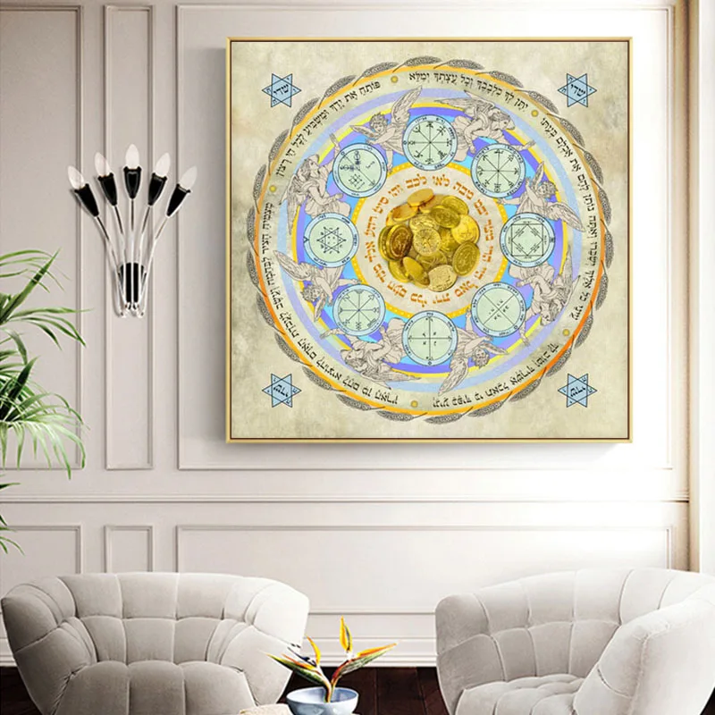 Kabbalah Mandala Amulet for Prosperity Poster Canvas Painting Richness Livelihood Abundance Material Success Blessing Art Prints