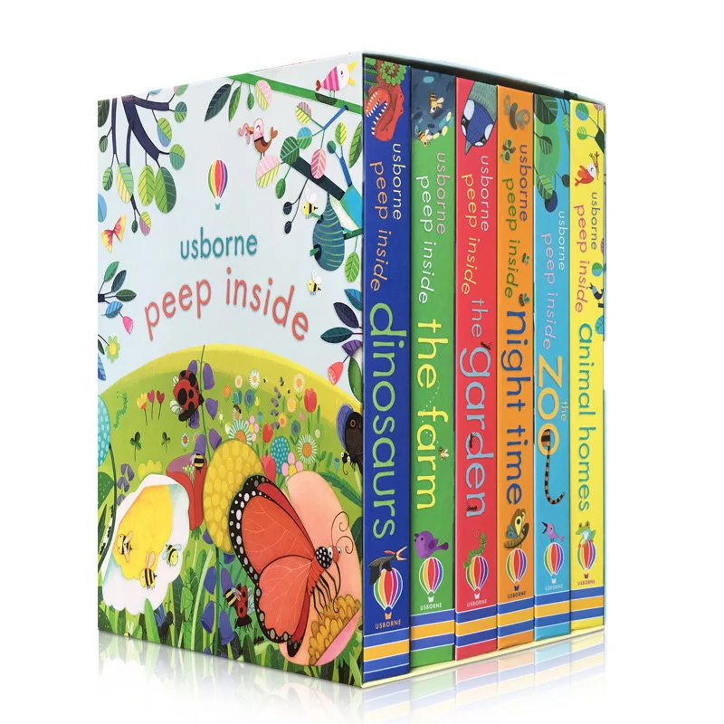 동물원 안에 6 Pcs Usborne 엿봄 동물 영어 교육 3D 플랩 그림책 아기 어린이 어린이 선물을위한 책을 읽고