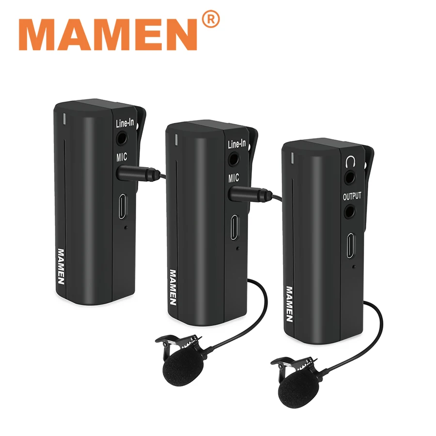 

MAMEN 5G PRO Wireless Lavalier Recording Microphone Built-in Battery With Transmitter Receiver For Camera Phone Interview