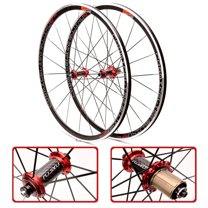 RUJIXU-Ultra light700C Road Bike Wheelset, Straight Pull Spokes, V / C Brake, Front, Two Rear, Four Bearing, 30mm, New