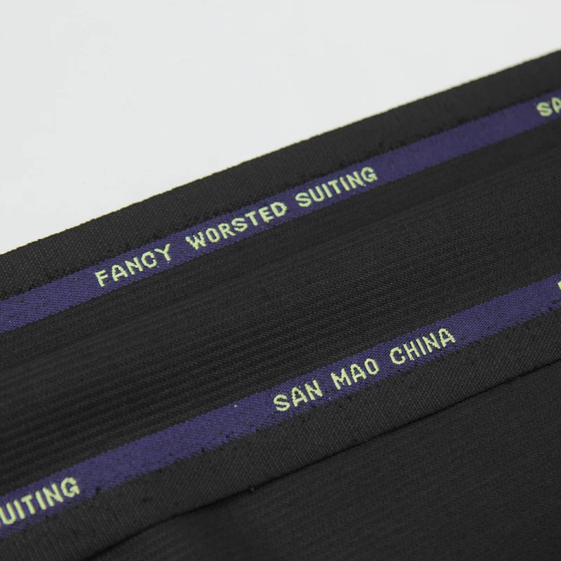 Black jacquard striped design fancy worsted suiting wool fabric 280g/meter,WF267