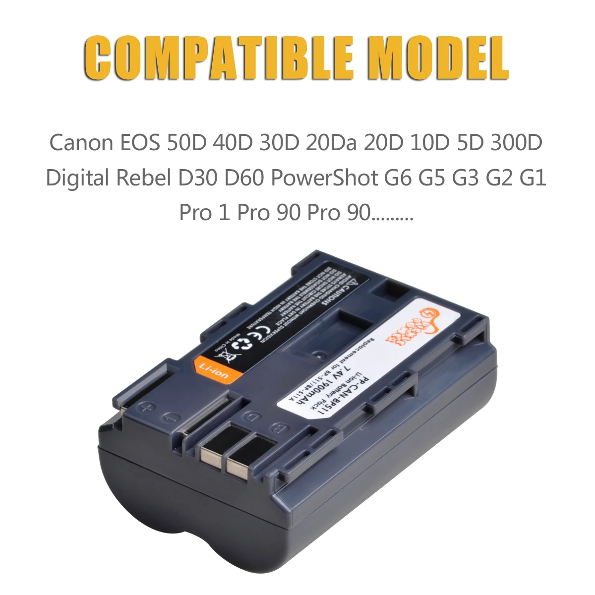 514 le Puissance 1900mAh Batterie Pour Appareil Photo Numérique Standard IL EOS 40D 300D 5D 20D 30D 50DBP-511 Batterie BP-511A