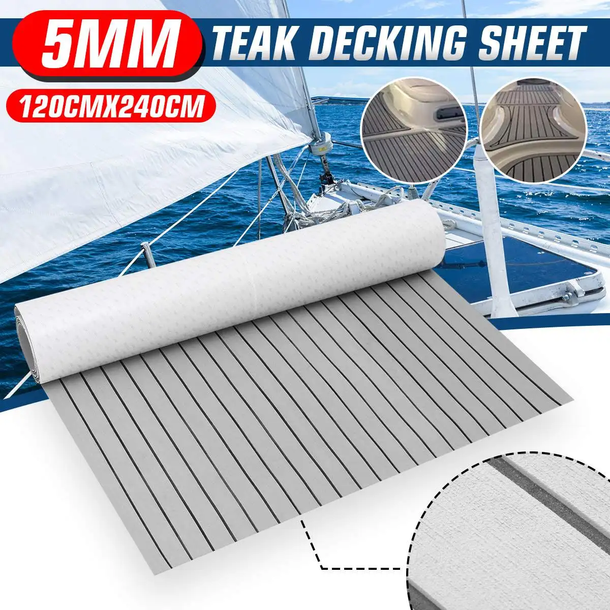 3Type Self-Adhesive Foam Teak Decking EVA Foam Marine Flooring Faux Boat Yacht Flooring Decking Sheet Marine Orange Vehicle Pad