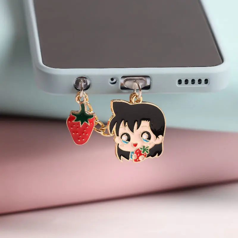 Conan Anime Dust Plug Charm Kawaii Type C Charging Port For iPhone  3.5mm Earphone Jack Plug Stopper Couple Phone Pendant